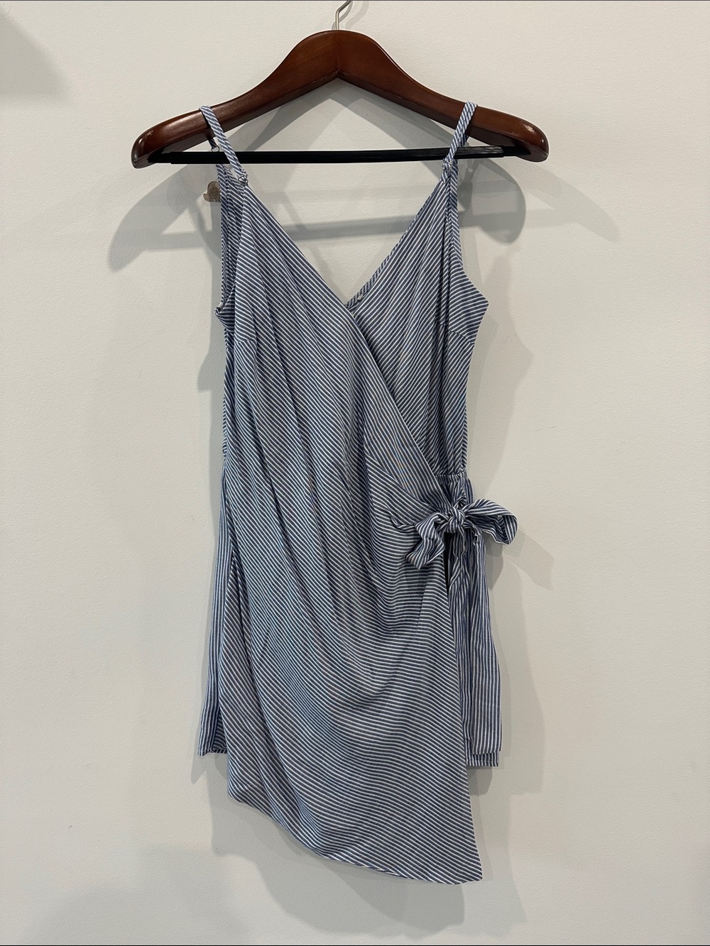 Striped Tie Side Romper in Blue